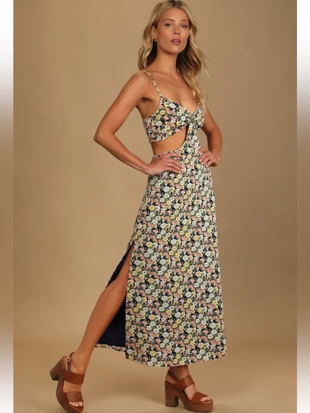 Lulus It’s a Perfect Pick Dress Large Floral Maxi Wedding Resort Western Boho B9 - Picture 6 of 16